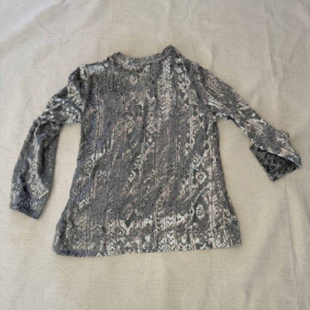 Soft Surroundings Silver/Gray Mika Burnout Velvet Tunic Top Womens Sz S EUC 1017